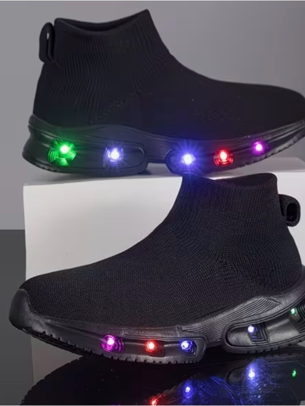 Light Up Sock Sneakers EU 31 / US 13 NWOT Black LED Shoes Kids